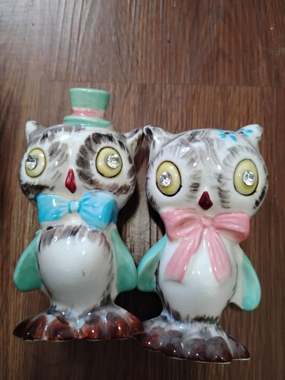 Vintage MCM Norcrest Anthropomorphic Owl Shakers Set Japan Pair Kitsch